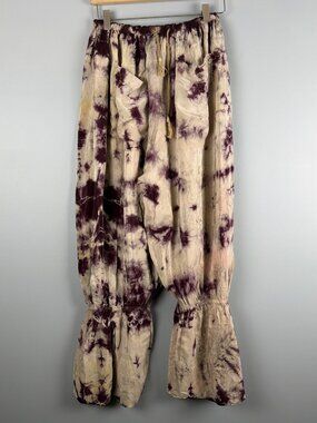 Kantha Bae Duality Bloomer Pants Purple Ruffle Reversible Silk Bohemian Beach